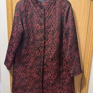 Laura Ashley Burgundy and Black Floral Jacket